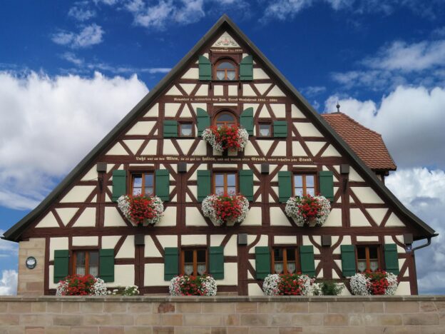 housebuilding, rehabilitation, truss, monument protection, old house, nostalgia, middle ages, facade, old, new, architecture